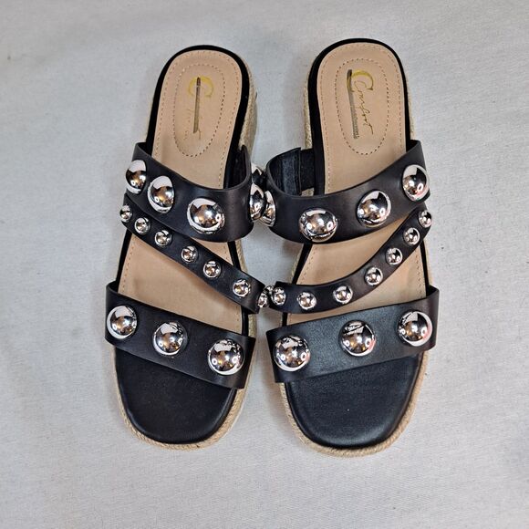 C Comfort est. 1946 Espadrilles Womens 7M Studded Platform White Faux Leather - Picture 5 of 10